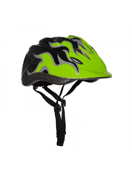 Шлем детский Flame черный/зеленый с регулировкой размера