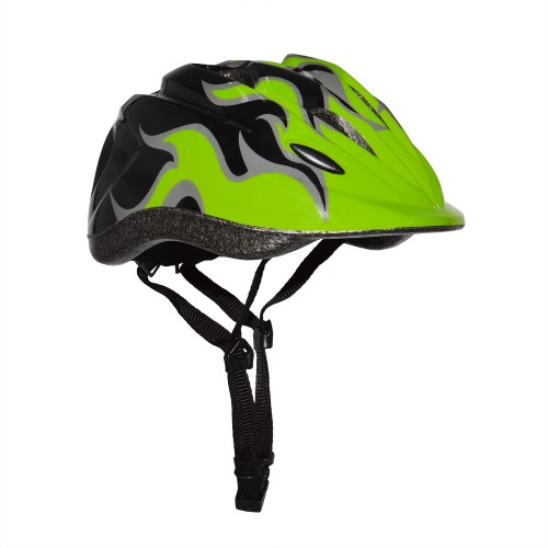 Шлем детский Flame черный/зеленый с регулировкой размера