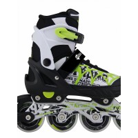 Роликовые коньки детские раздвижные черно-зеленые