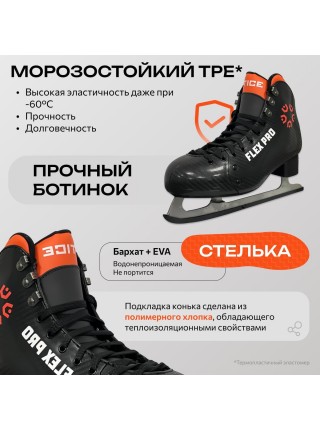 Прокатные фигурные коньки Fitice Flex pro (30-42) черные