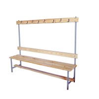 Скамейка для раздевалки с вешалкой 1500 мм сиденье из дерева