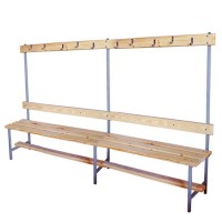 Скамейка для раздевалки с вешалкой 2000 мм сиденье из дерева