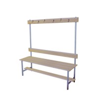 Скамейка для раздевалки с вешалкой 1200 мм сиденье из фанеры