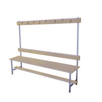 Скамейка для раздевалки с вешалкой 1500 мм сиденье из фанеры