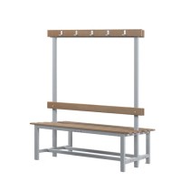 Скамейка для раздевалки двухсторонняя с вешалкой 1200 мм сиденье из дерева