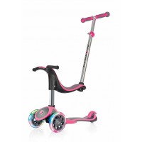 Самокат детский GLOBBER EVO 4 IN 1 PLUS LIGHTS (свет. пер.колеса с подножкой) розовый