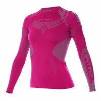 Футболка женская длинный рукав Brubeck DRY фуксия, серый