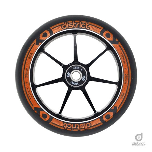 Колесо для самоката DISTRICT 120x28 mm. Dual Width Core - Black/Orange