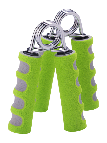 Эспандер кистевой пружинный ES-304, пара, мягкая ручка, зеленый/серый