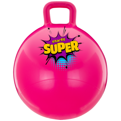 Мяч-попрыгун GB-0401, SUPER, 45 см, 500 гр, с ручкой, розовый, антивзрыв