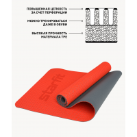 Коврик для фитнеса FM-202, TPE перфорированный, 173 x 61 x 0,5 см, ярко-красный