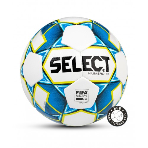 Мяч футбольный NUMERO 10 FIFA, №5, бел/син/зел