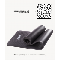 Коврик для йоги FM-301, NBR, 183x58x1,5 см, черный