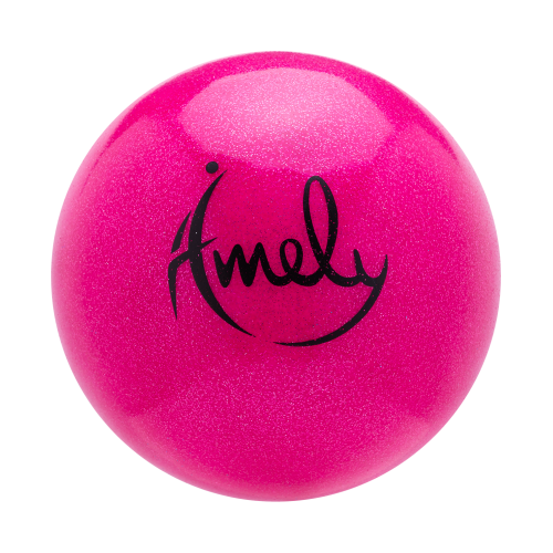 Мяч для художественной гимнастики AGB-303 19 см, розовый, с насыщенными блестками