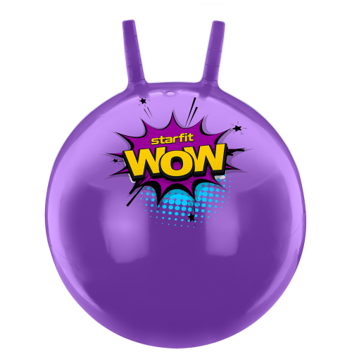 Мяч-попрыгун GB-0402, WOW, 55 см, 650 гр, с рожками, фиолетовый, антивзрыв