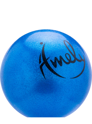 Мяч для художественной гимнастики AGB-303 19 см, синий, с насыщенными блестками
